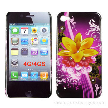 Water Transfer Printing PC+Silicone Cover for iPhone 4G